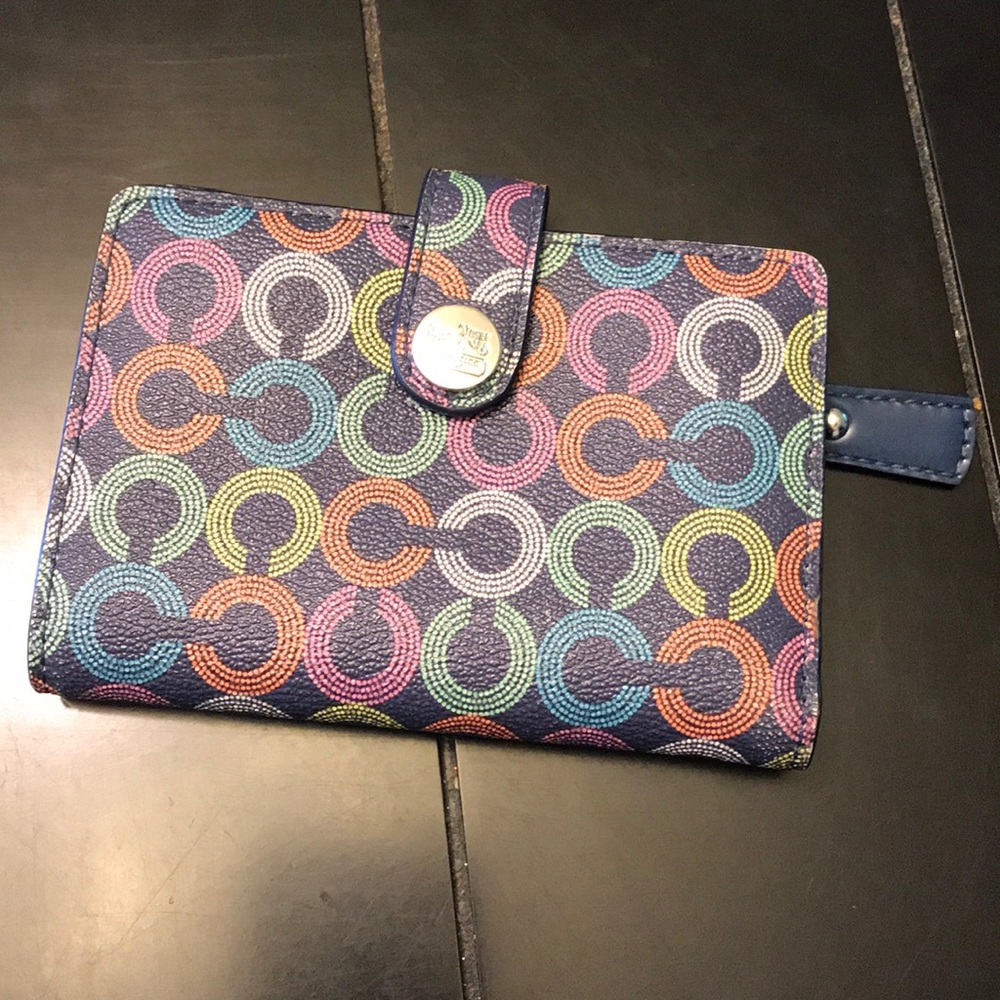 Authentic Coach navy optic wallet